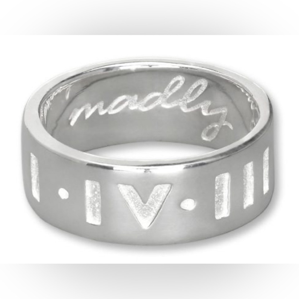 NEW LOLA 1-4-3 (I-IV-III) LOVE CODE silver wide band ring - size 11